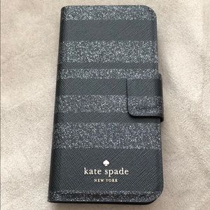 Kate Spade Black Glitter Folio iPhone 7 case